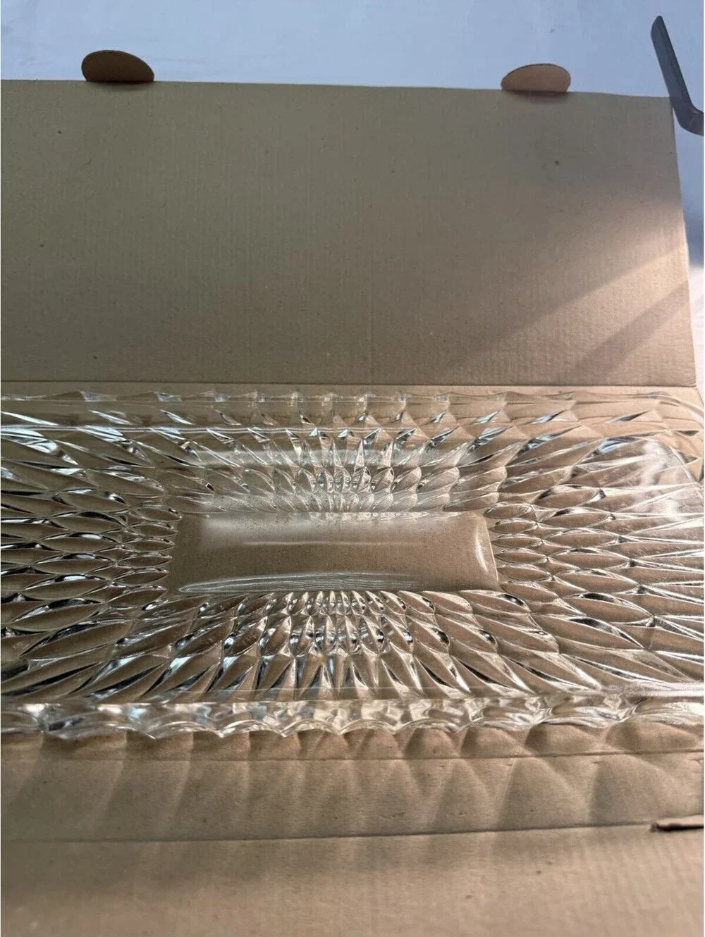 Vintage West German Glass Cake Platter Mid Century 1960-1970 Pressed Glass